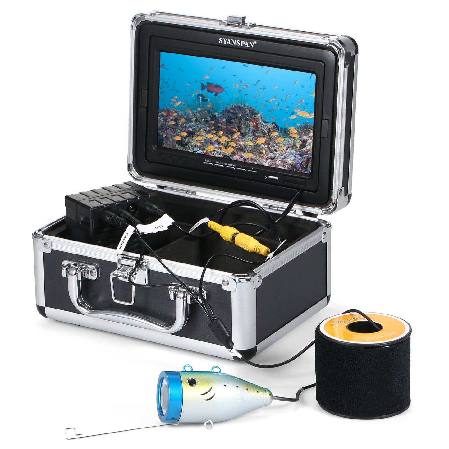 Tomfoto Underwater Fishing Camera Fish Finder with 12LEDs 7Inch/9Inch LCD Display 15M/30M/50M Cable IP68 Waterproof for Sea Lake Boat Ice Fishing