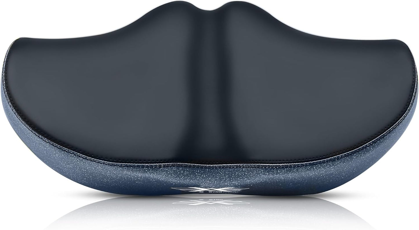 New-Age Noseless Bike Seat Cushion for Men & Women - Extra Padding & Wide - Suitable for City, Electric, Stationary Bikes - Compatible with Peloton Bikes – Wide Winged Bike Seat with Cushion