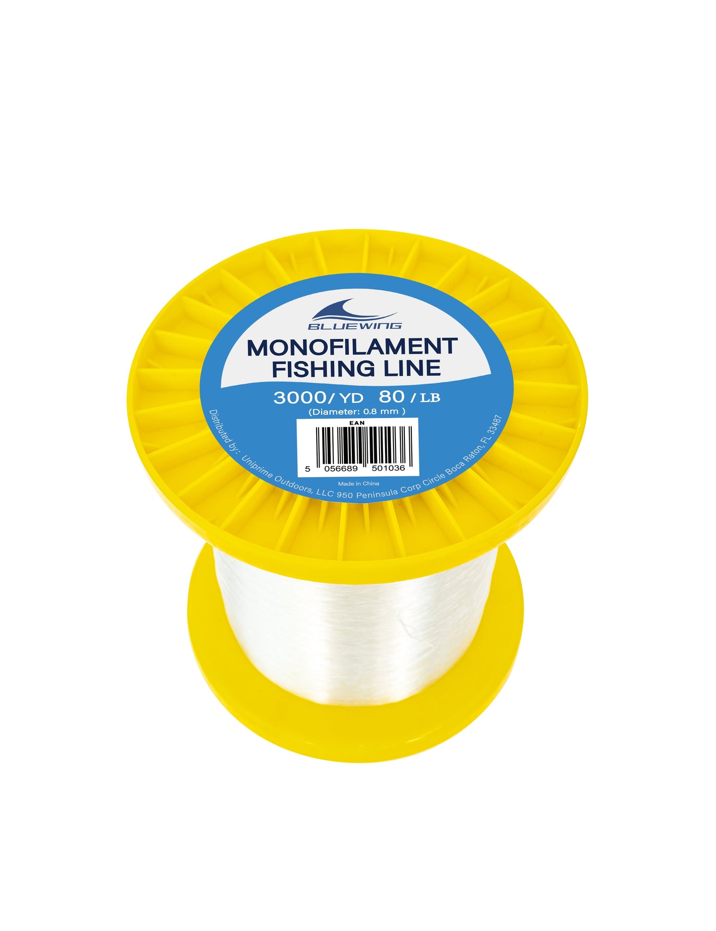 BLUEWING Monofilament Fishing Line 3000YD Clear Invisible Thin Diameter Fishing String Mono Fishing Line, Dia.0.8mm*3000YD*80LB