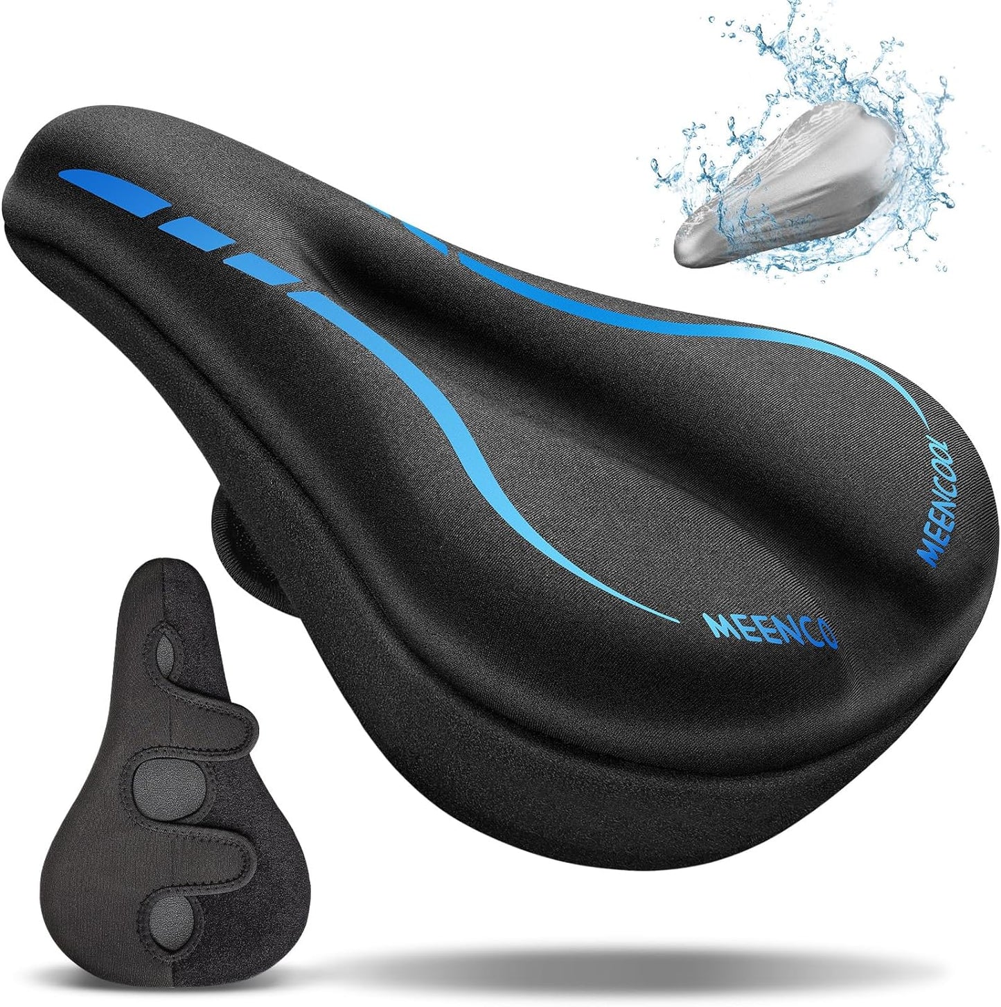 Bike Seat Cushion - Gel Padded Bike Seat Cover for Men & Women Comfort, Adjustable Velcro Secure Bicycle Seat Cushion Compatible with Peloton, Indoor & Outdoor Bicycle Seat(11"x7")