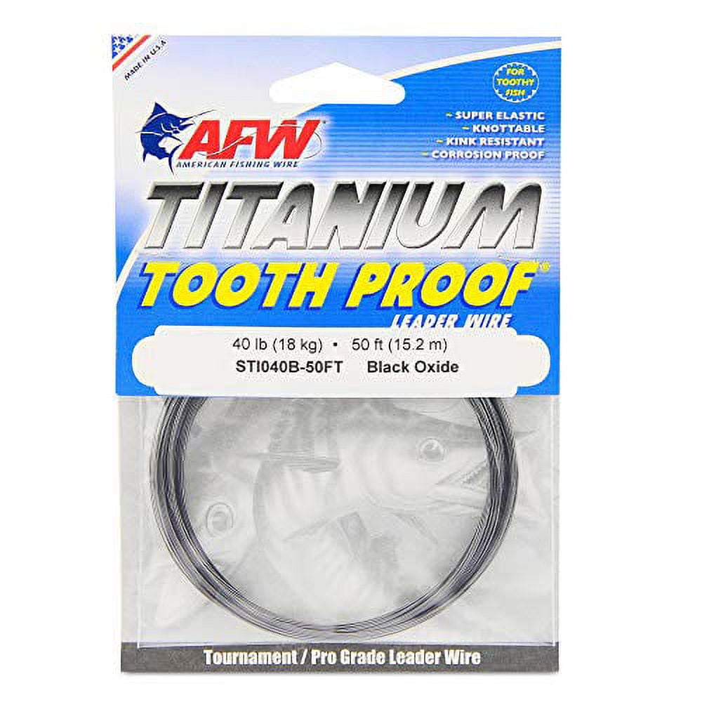 AFW STI040B-50FT Titanium ToothProof, Single Strand Leader Wire