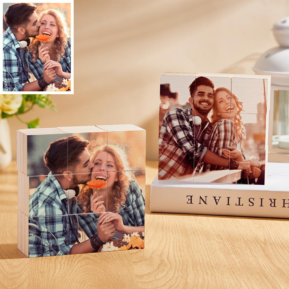 Custom Photo Wooden Block Puzzle Personalized Puzzle Block Decor Creative Gift