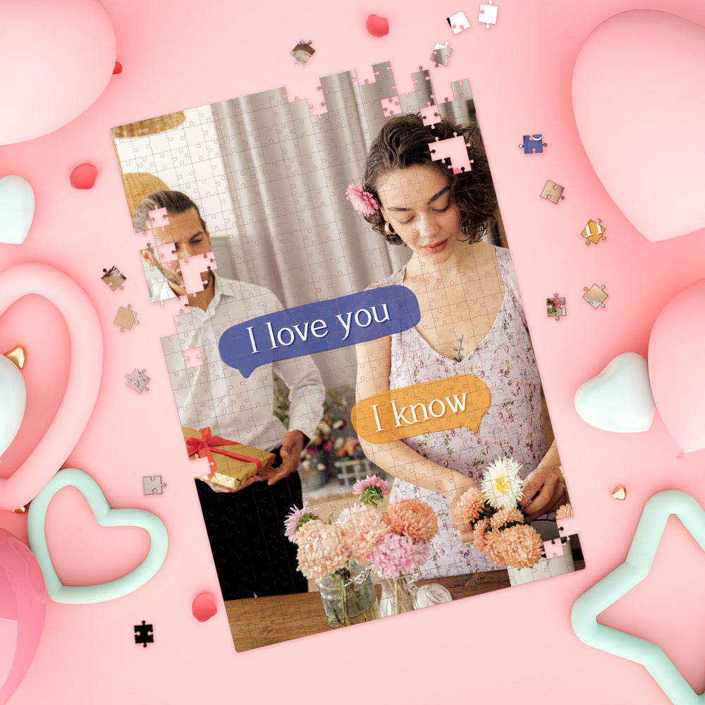 Custom Photo Puzzle Valentines Gift for Her I Love You Text Puzzle