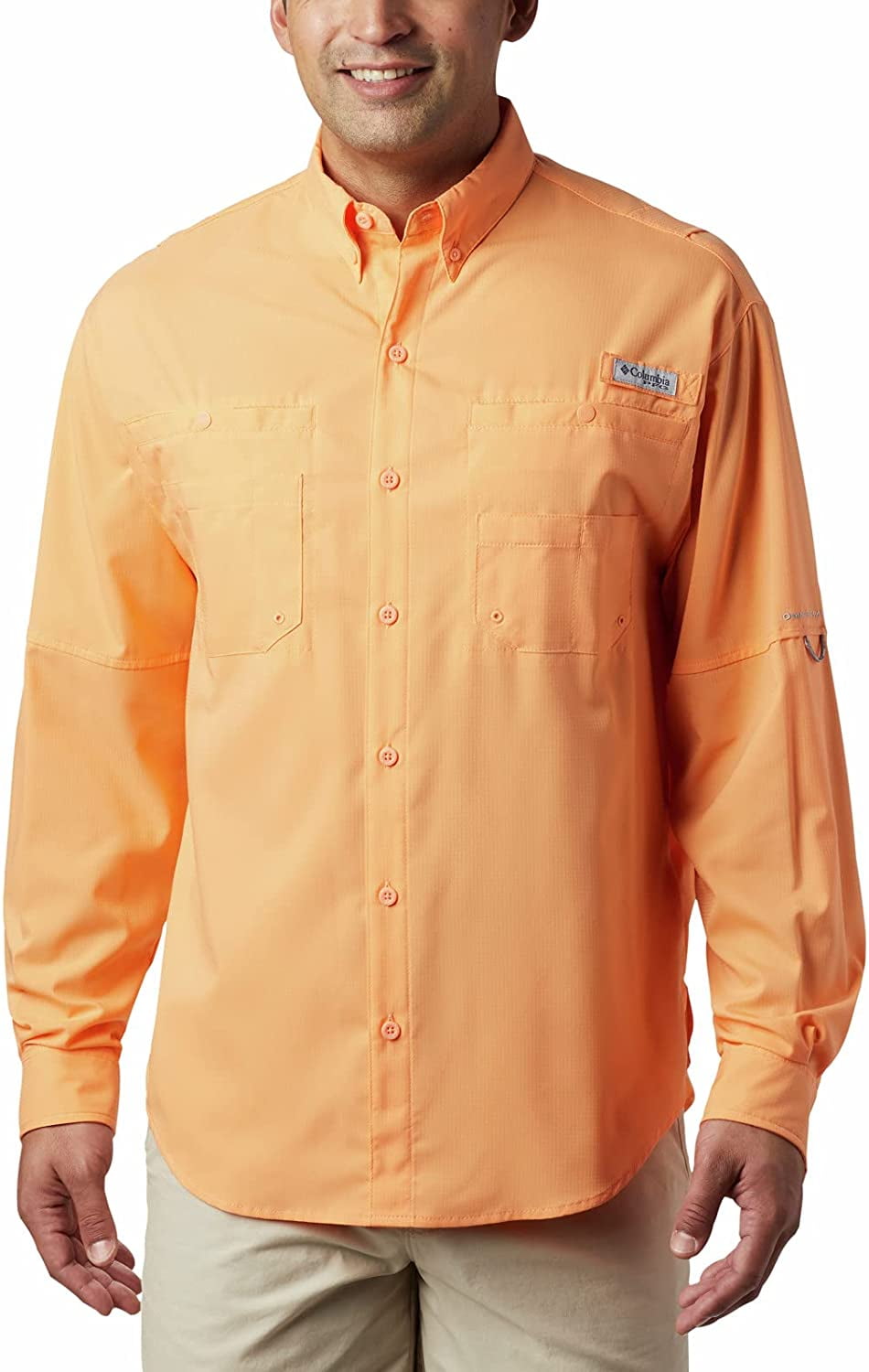Columbia Mens PFG Tamiami II UPF 40 Long Sleeve Fishing Shirt Bright Nectar Large