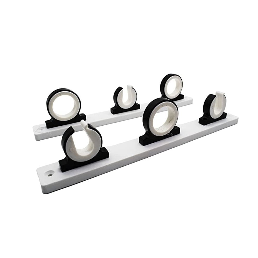 Marine City 3-Rod Reel White Poly Board Aluminum Black Powder Coating Fishing Rod Storage Hanger Rack for Boat,Van,Car
