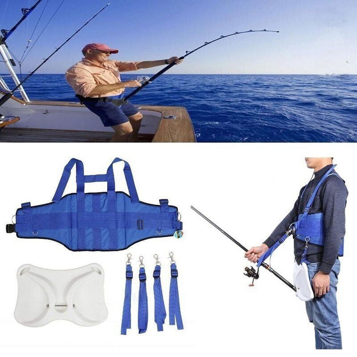 Omorc Offshore Fishing Fly Belt Fighting Rod Holder Belt Harness Vest Belt Waistbands