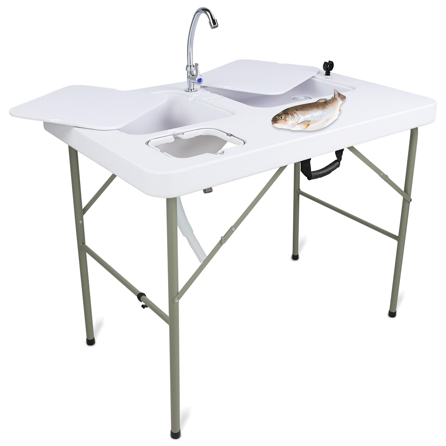 Redline Canyon Camping Sink Table with Dual Sinks - 32in Fish Cleaning Table