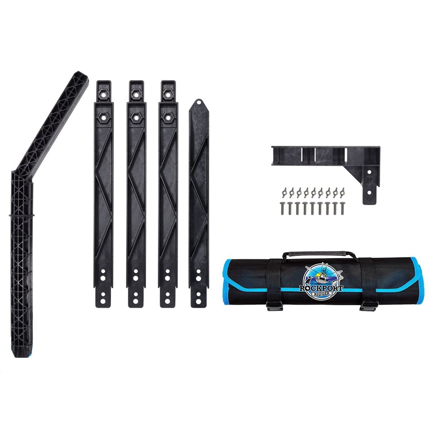 Rockport Rigger Boat Mounted Fishing Rod Holder Outrigger Set of 2, Black