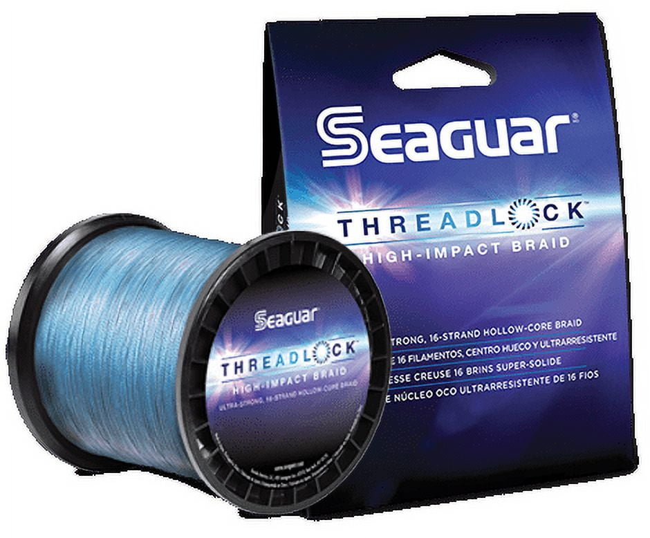Seaguar Threadlock Fishing Line, 16 Strand Hollow Core Braid, High Visibility Blue, 80lbs, 600yds Break Strength/Length - 80S16B600