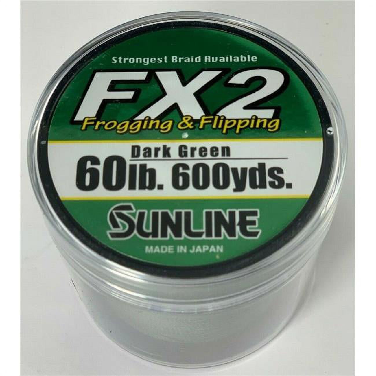 Sunline 63039866 60 lbs x 600 Yard FX2 Braid Fishing Line, Dark Green