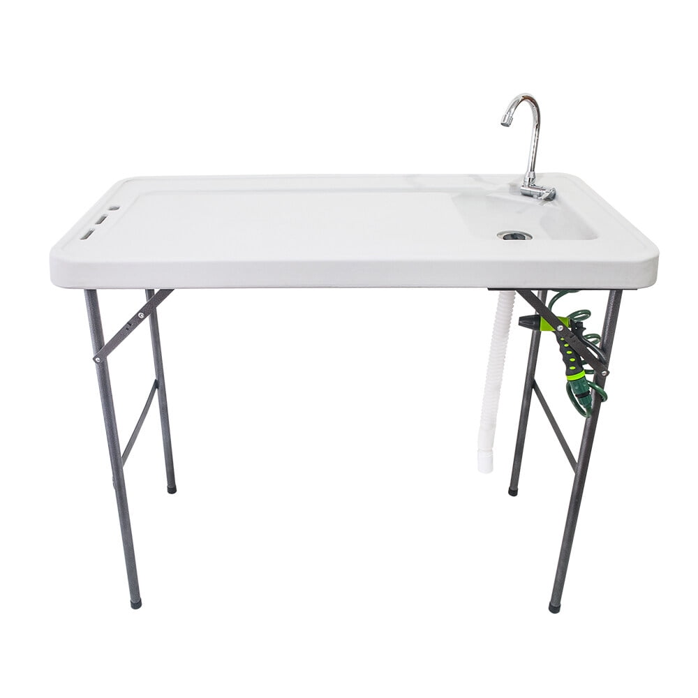 Zimtown Folding Fish Fillet Cleaning Table, with Faucet Sprayer Sink and Drain Hose, for Hunting Cutting, Camping, Outdoor Sports