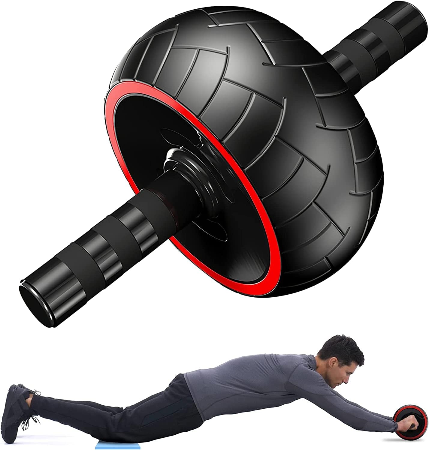 EMEKIAN Ab Roller Wheel, Ultra-Wide Ab Wheel Roller Exercise Equipment for Abdominal & Core Strength Training with Knee Pad, Abs Workout Equipment for Home Gym Fitness, No Noise Ab Machine Fitness for Men & Women