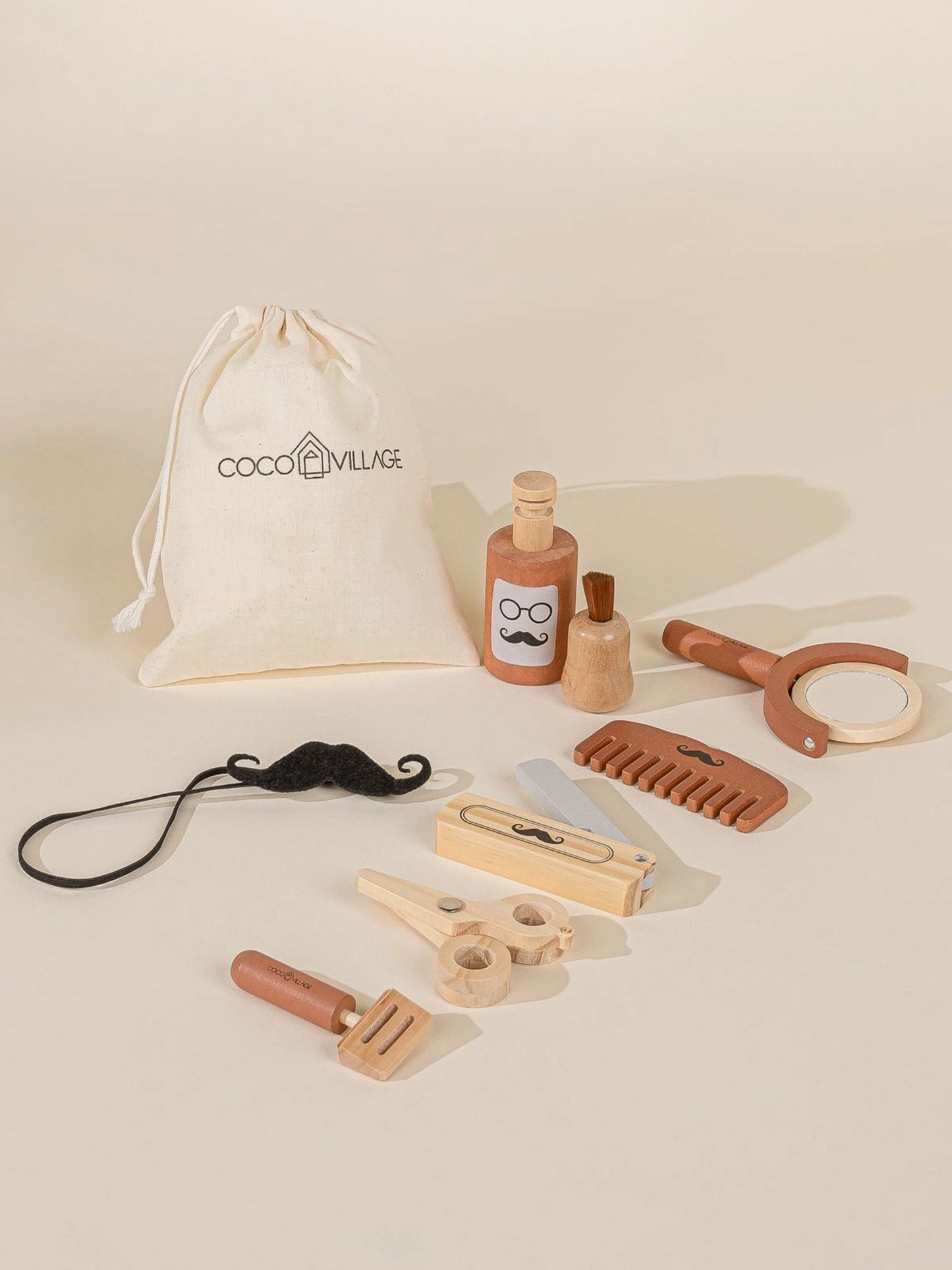 Wooden Barber Set