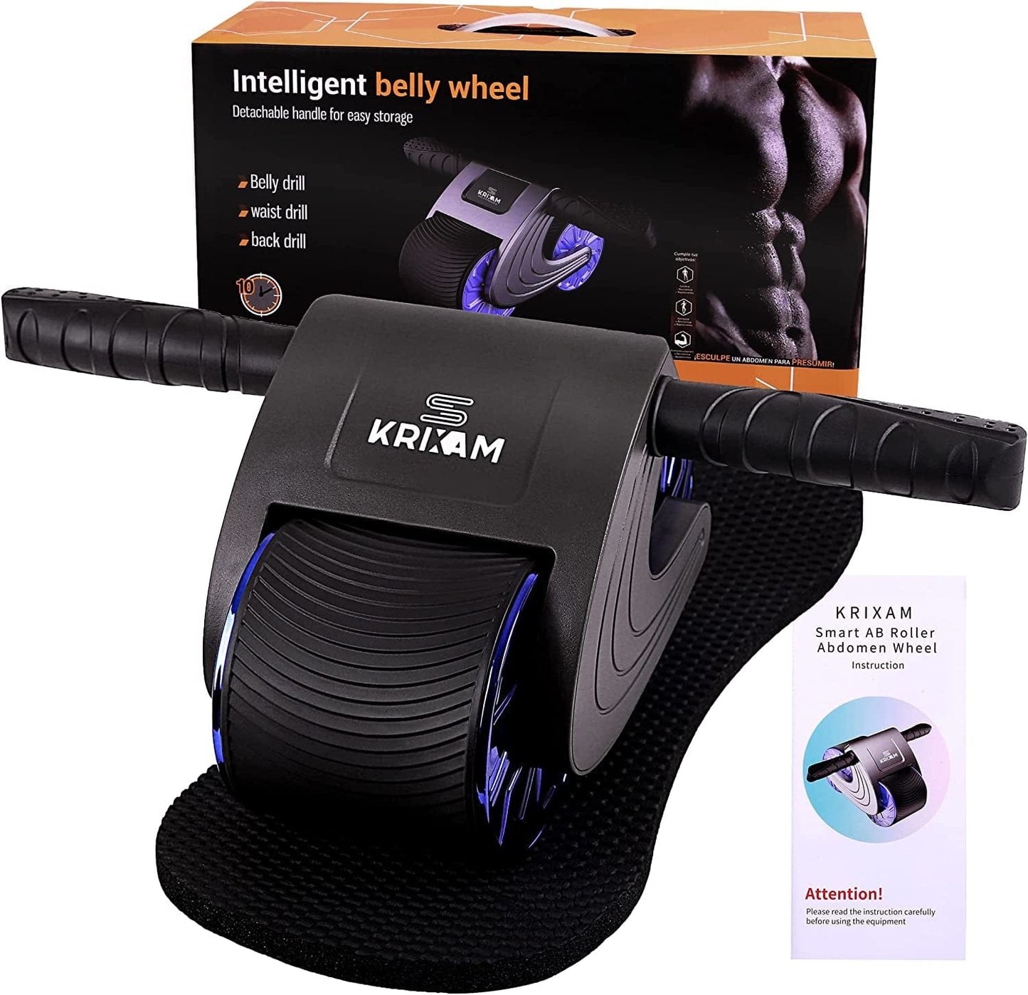 KRIXAM AB Roller Wheel for Core Workout, Automatic Rebound Exercise Wheels for ABS with Count Display