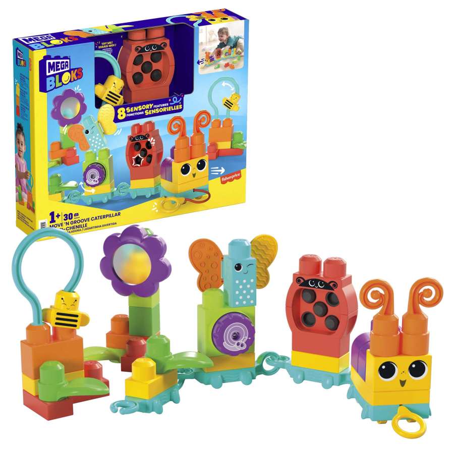 Mega Bloks Fisher-Price Sensory Toy Blocks Move N Groove Caterpillar (24 Pieces)