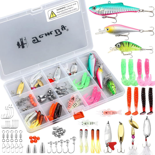 68pcs Fishing Lures Bait Tackle Kit Set for Freshwater Trout Bass Fishing, Including Fishing Accessories
