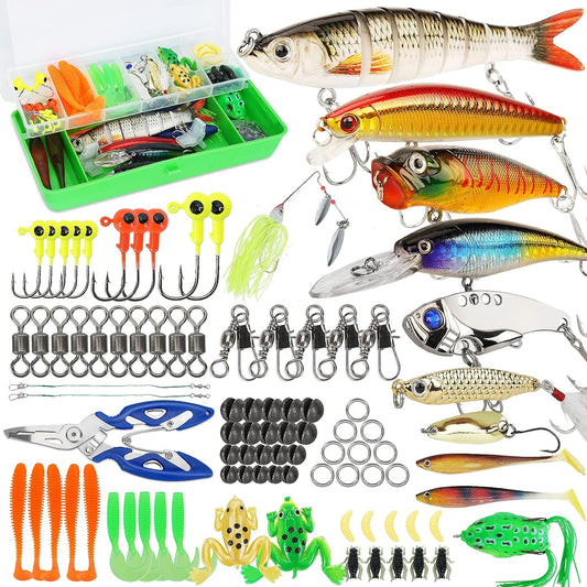 92pcs Fishing Lures Tackle Box Bass Fishing Kit Including Animated Lure,Crankbaits,Spinnerbaits,Soft Plastic Worms