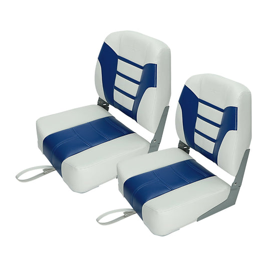 MSC Fishing Folding Boat Seats,One Pair Pack (S104 White/Blue)