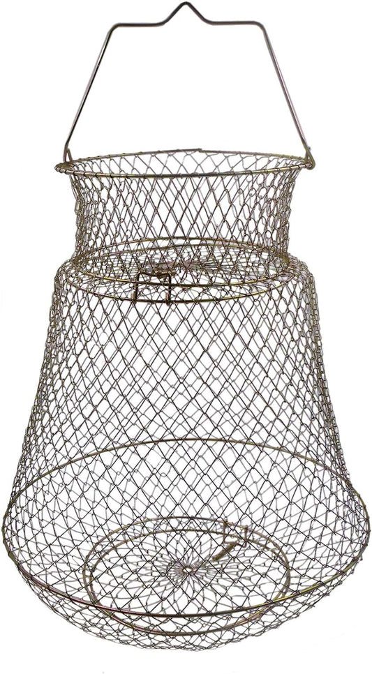 Metal Rustproof Fish Basket, Collapsible Fshing Net Cage Fish Baskets for Live Fish Robust and Easy to Use