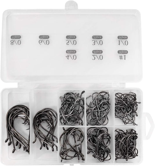 150PCS Circle Hooks, Strong High Carbon Steel Fresh and Saltwater Fishing Hooks, Variety of Different Sizes Circle Hook