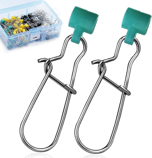 25pcs Duo Lock Snaps for Fishing Line Heavy Duty Weights Sinkers Saltwater Connector Accessories, Green, Small