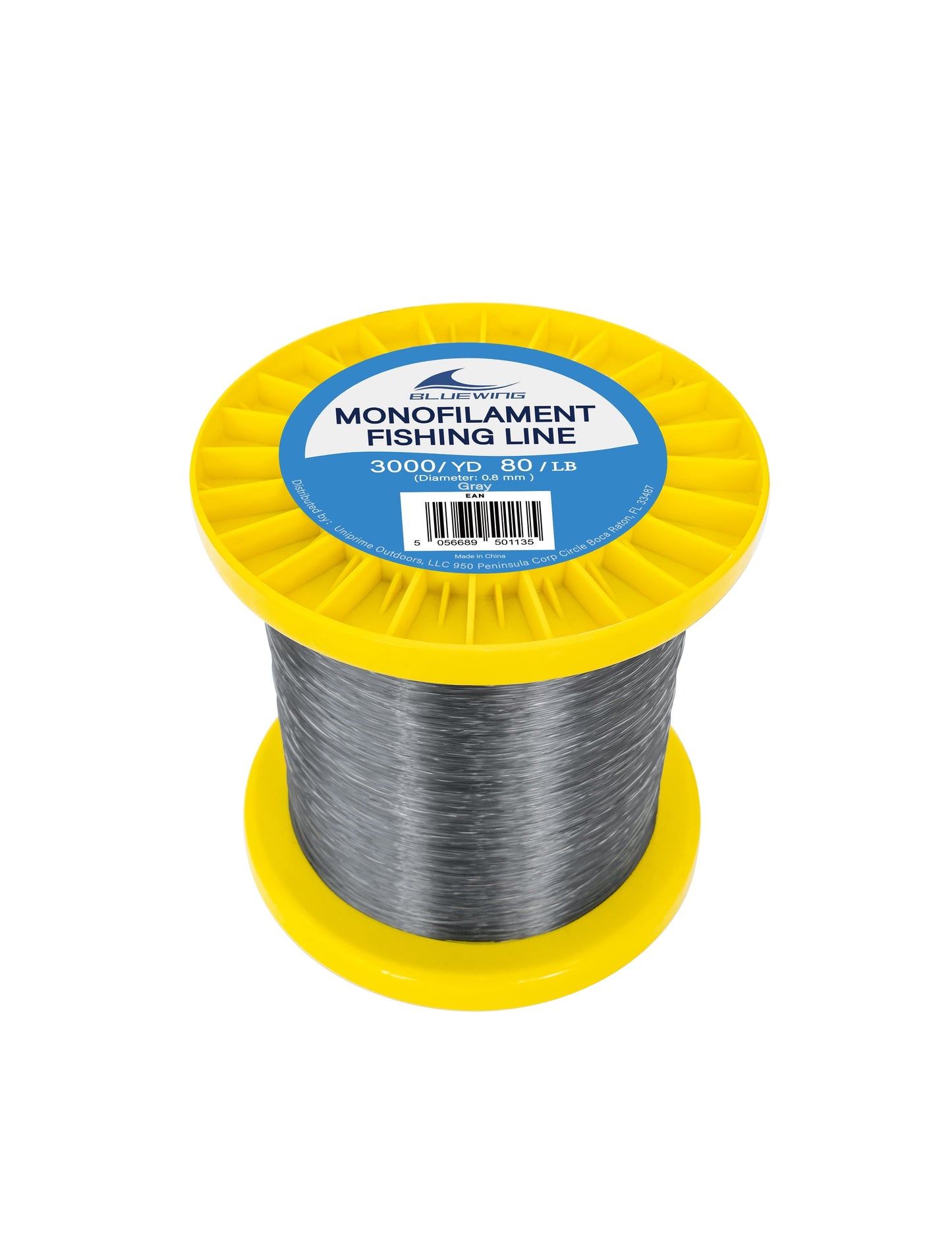 BLUEWING Monofilament Fishing Line 3000YD Invisible Thin Diameter Fishing String Mono Fishing Line, Dia.0.8mm*3000YD*80LB, Gray