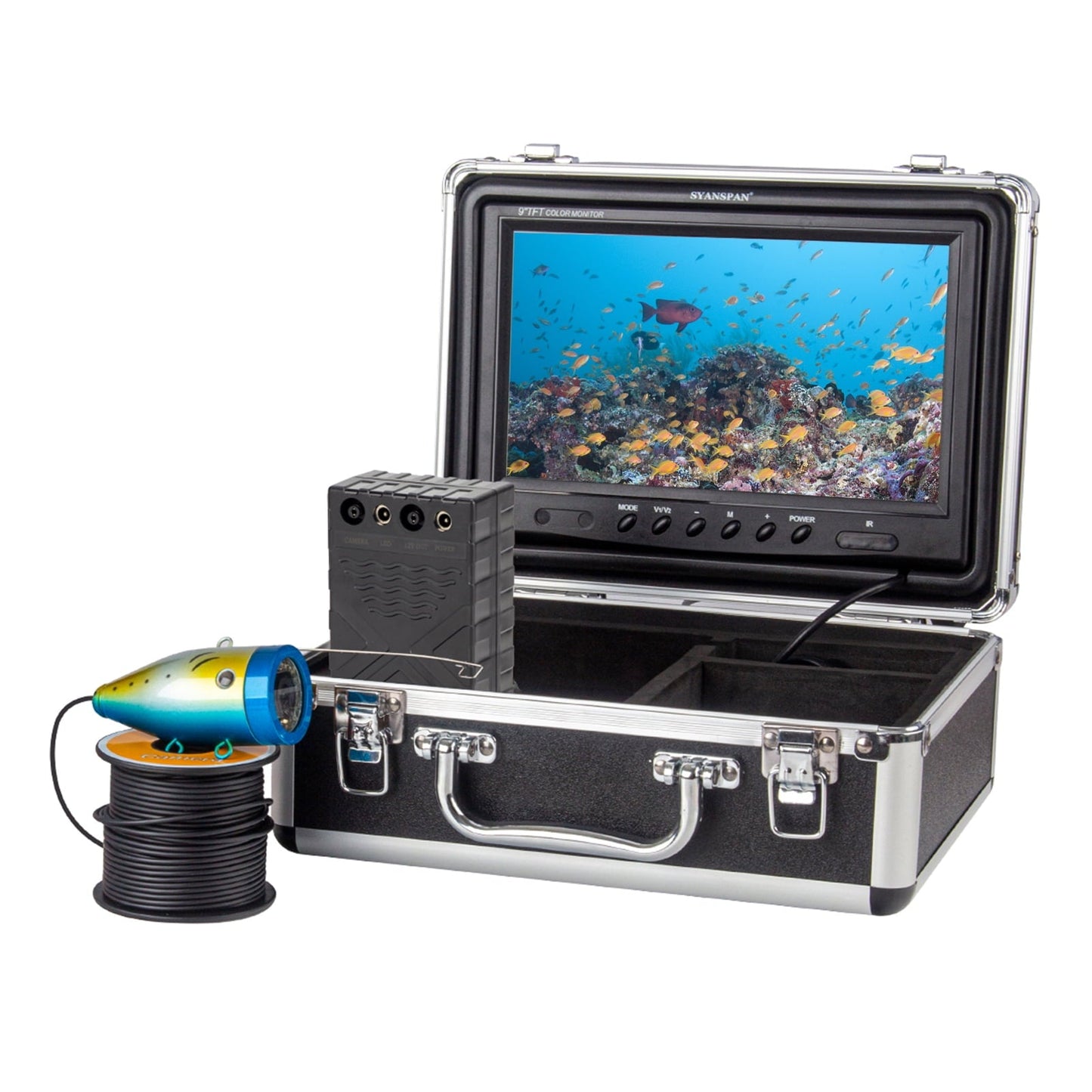 Yabuy Underwater Fishing Camera Fish Finder with 12LEDs 7Inch/9Inch LCD Display 15M/30M/50M Cable IP68 Waterproof for Sea Lake Boat Ice Fishing