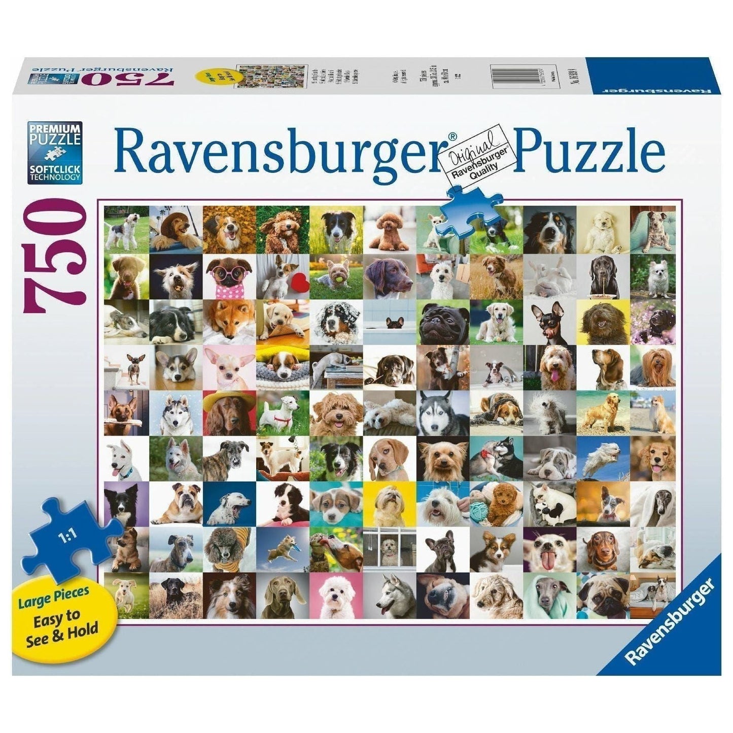 Ravensburger 750 Piece Large Format Puzzle 99 Lovable Dogs