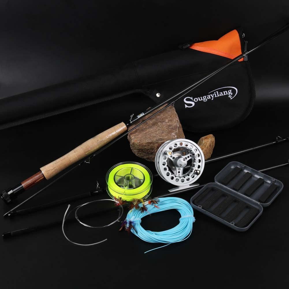 Sougayilang Saltwater Freshwater Fly Fishing Rod with Fly Reel Combo - Novice Fishing Full Kit