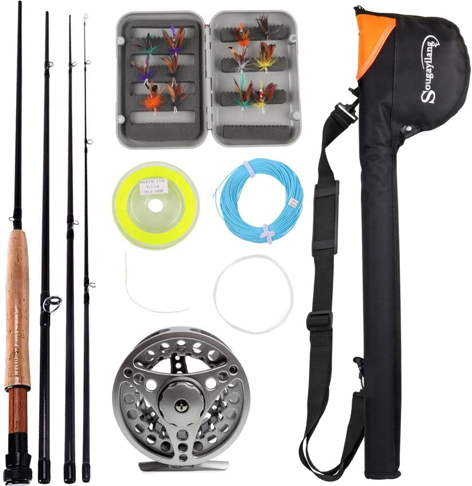 Sougayilang Saltwater Freshwater Fly Fishing Rod with Fly Reel Combo - Novice Fishing Full Kit