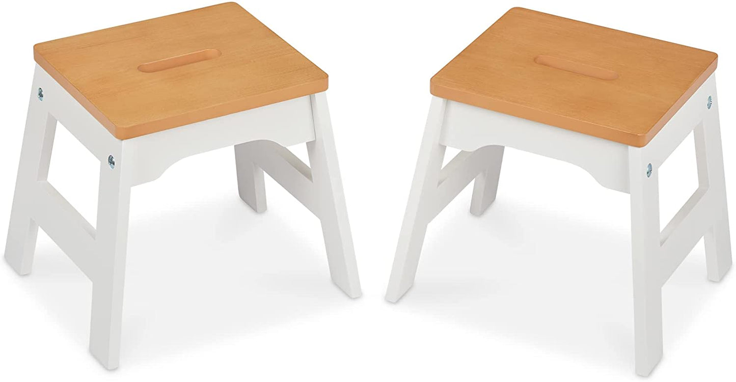 Melissa & Doug Wooden Stools - Set of 2 (White/Natural)