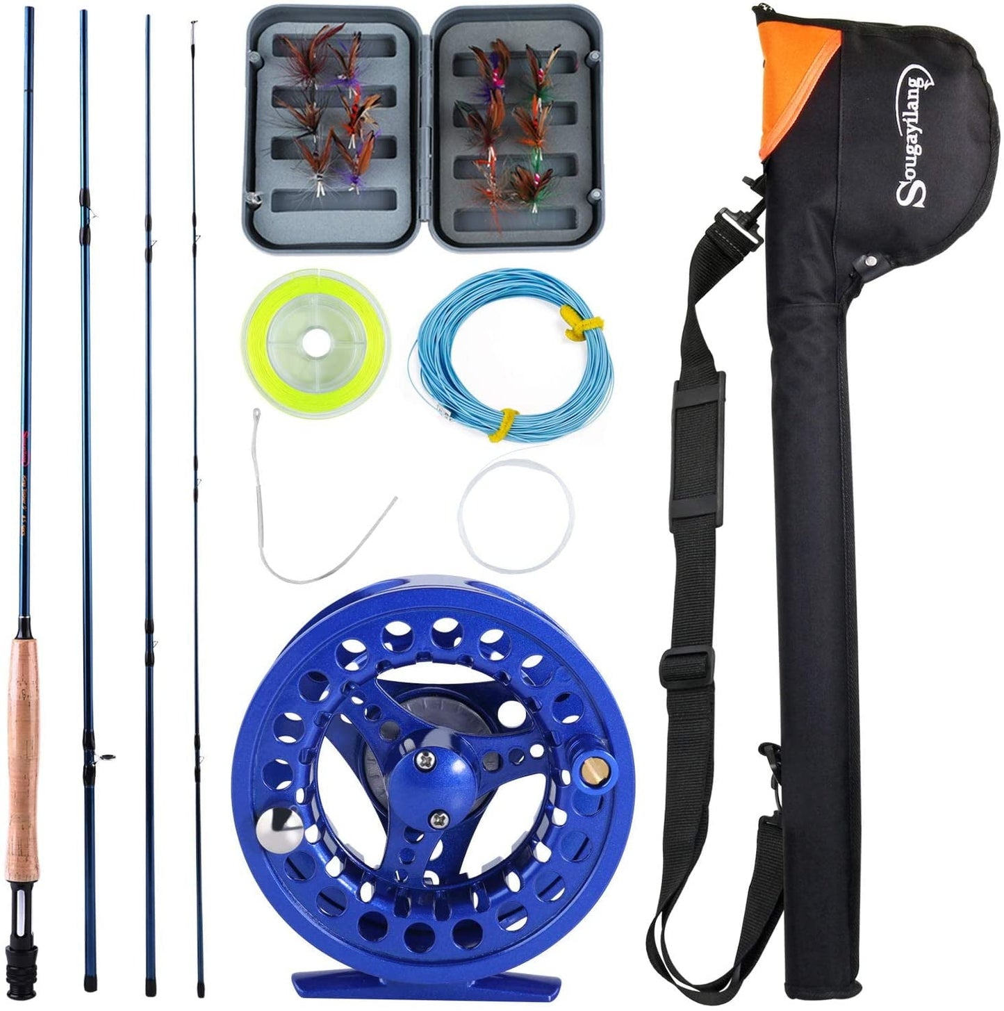 Sougayilang Fly Fishing Rod and 5/6 Fly Reel Combo - Novice Fishing Full Kit for Saltwater Freshwater