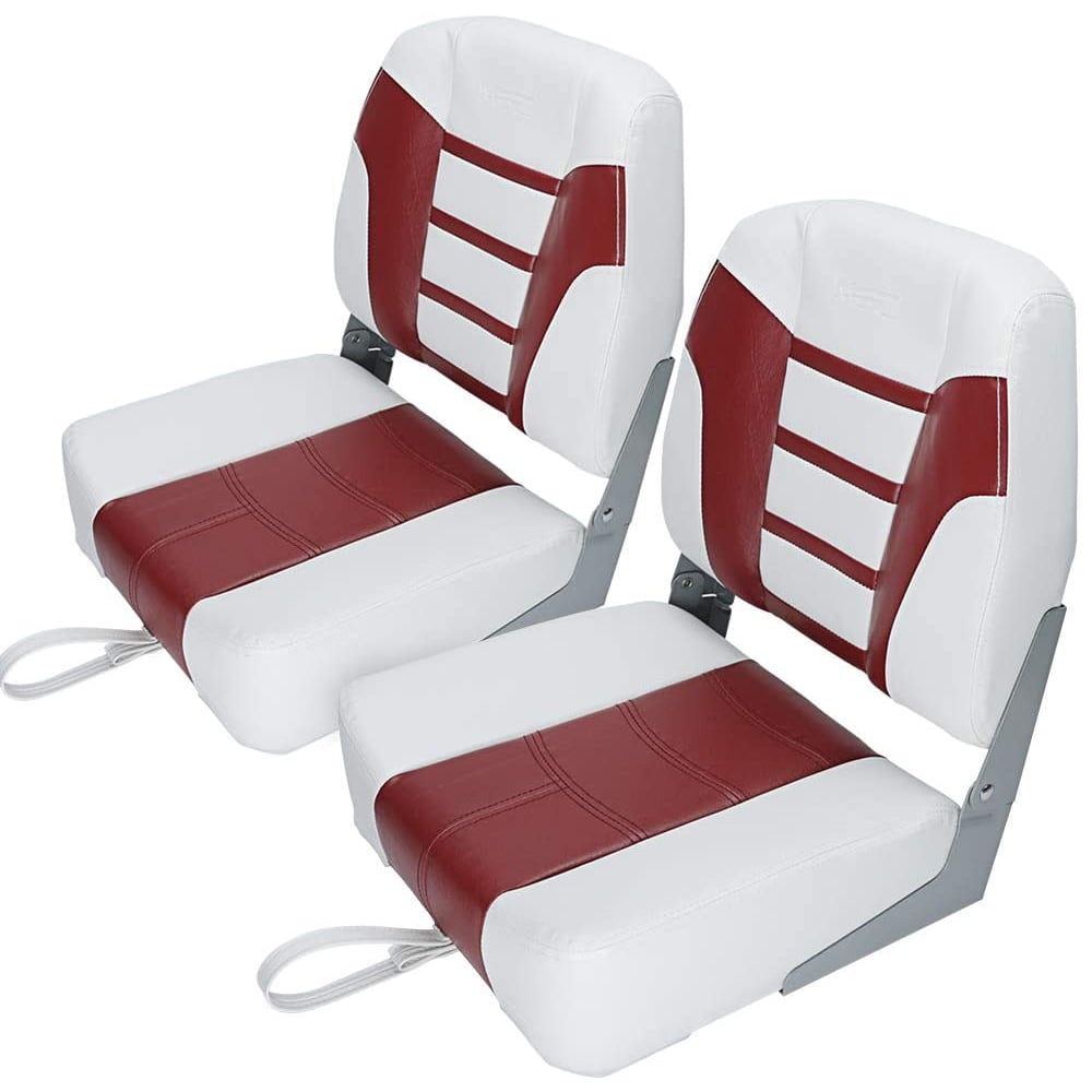 MSC Fishing Folding Boat Seats,One Pair Pack (S104 White/Red)