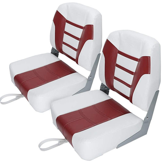 MSC Fishing Folding Boat Seats,One Pair Pack (S104 White/Red)