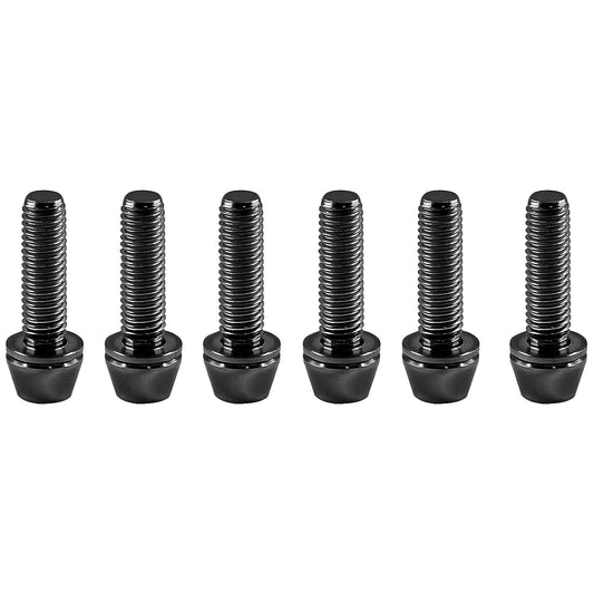 6Pcs M5 x 18mm Titanium Bike Allen Hex Tapered Bolts Screw with Washers Set for Mountain Bicycle (Black)