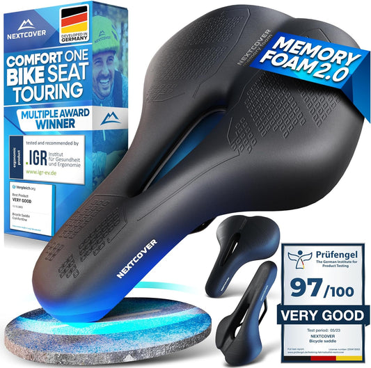 NEXTCOVER® Bike Seat with Memory Foam 2.0 and [Volume-Air] Suspension I Maximum Riding Comfort I Bike seat Cushion for Men & Women I Mountain Bike Saddle, Exercise Bike, Road Bike Seat, Bicycle Seat