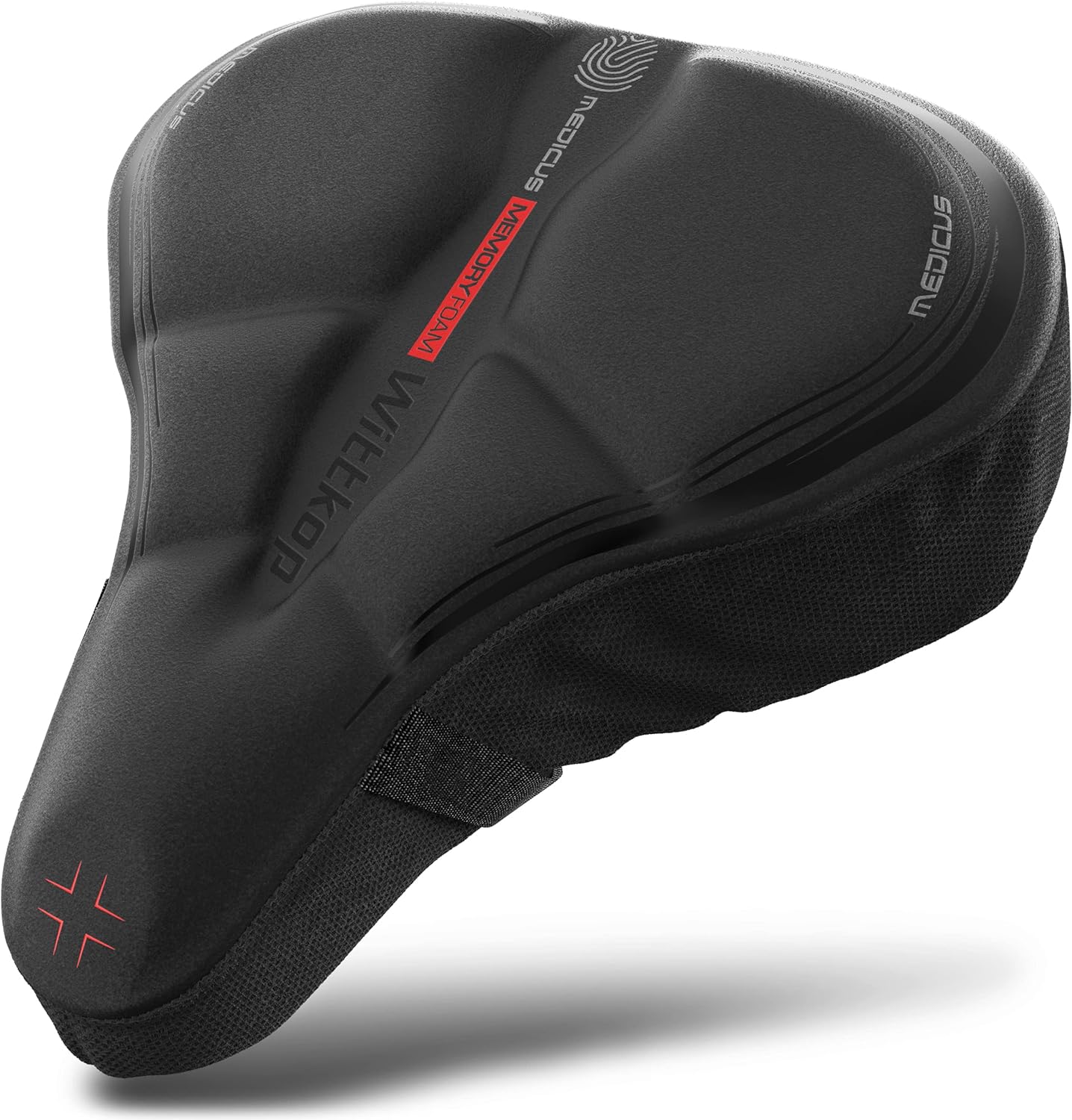 WITTKOP Bike Seat Cushion Made of Comfy Memory Foam I Bike seat Cover for Men & Women with Ergonomic 3-Zone-Concept I Bike Saddle Cover, for peleton seat cushin, Bicycle seat Cushion