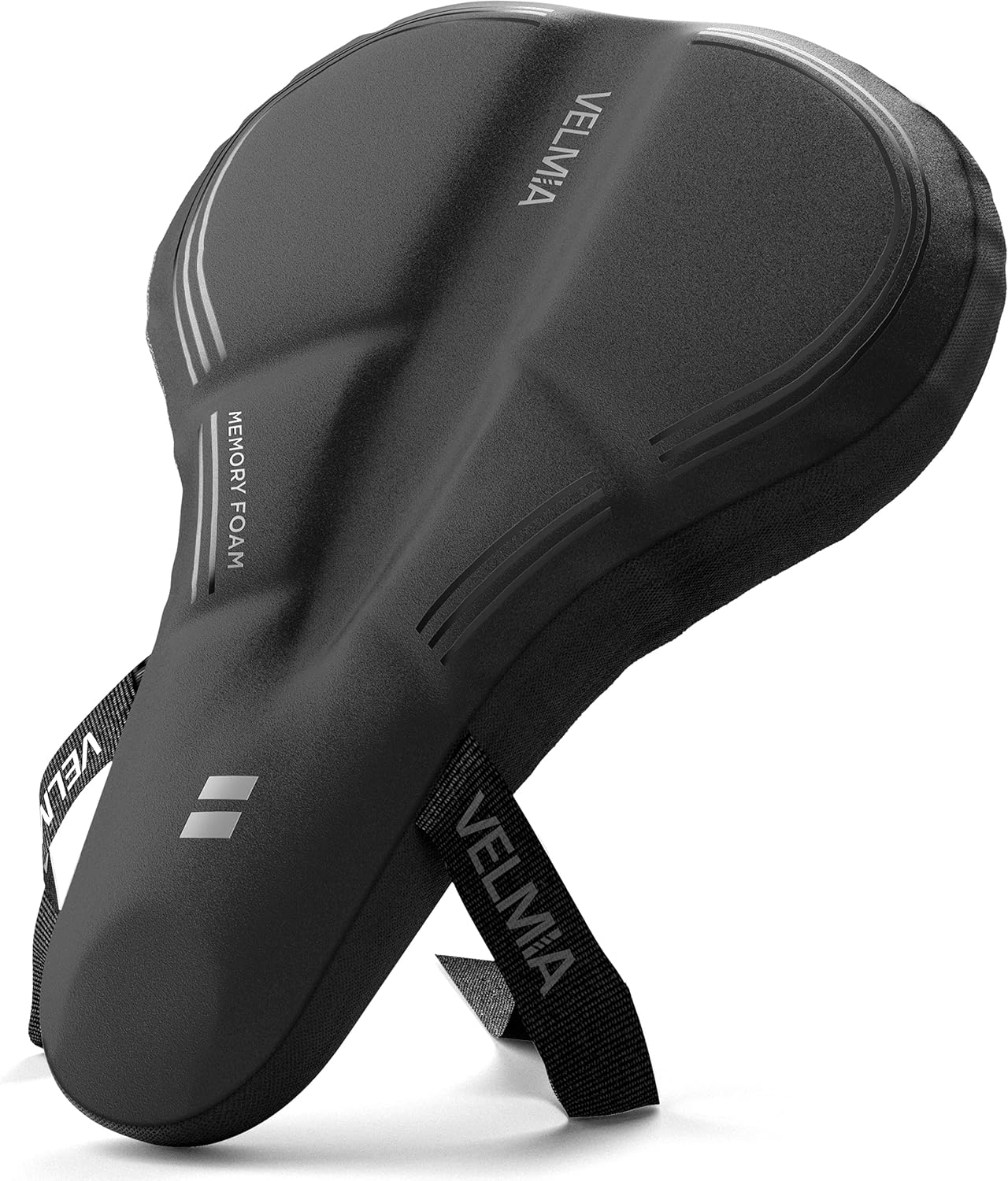 VELMIA Bike seat Cushion, Made of Comfy Memory Foam Designed in Germany I Better Than Gel Padded Bike seat Covers I Peloton seat Cushion for Men Women Comfort, Bike Accessories, Bicycle Accessories