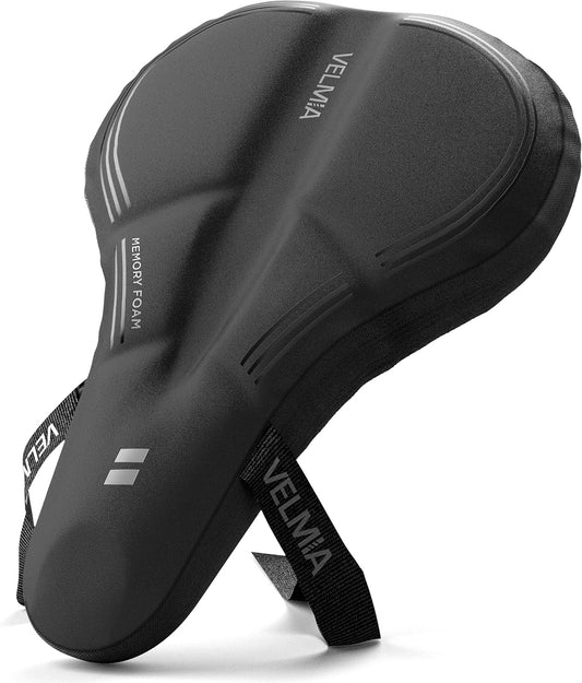 VELMIA Bike seat Cushion, Made of Comfy Memory Foam Designed in Germany I Better Than Gel Padded Bike seat Covers I Peloton seat Cushion for Men Women Comfort, Bike Accessories, Bicycle Accessories