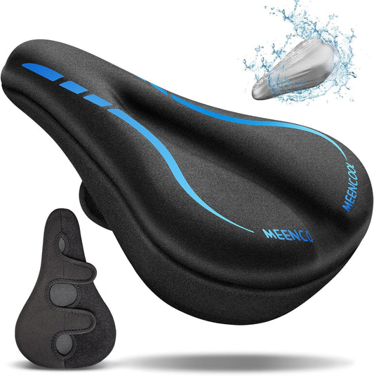 Bike Seat Cushion - Gel Padded Bike Seat Cover for Men & Women Comfort, Adjustable Velcro Secure Bicycle Seat Cushion Compatible with Peloton, Indoor & Outdoor Bicycle Seat(11"x7")