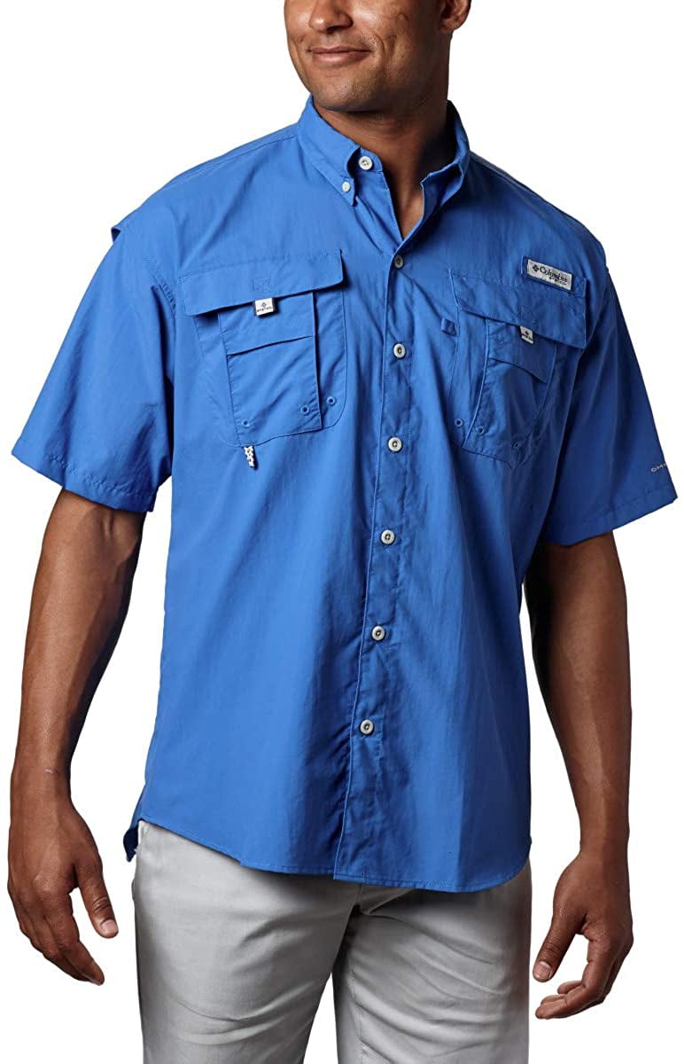 Columbia Mens PFG Bahama II UPF 30 Short Sleeve Fishing Shirt Vivid Blue 2X