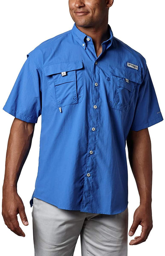 Columbia Mens PFG Bahama II UPF 30 Short Sleeve Fishing Shirt Vivid Blue 2X