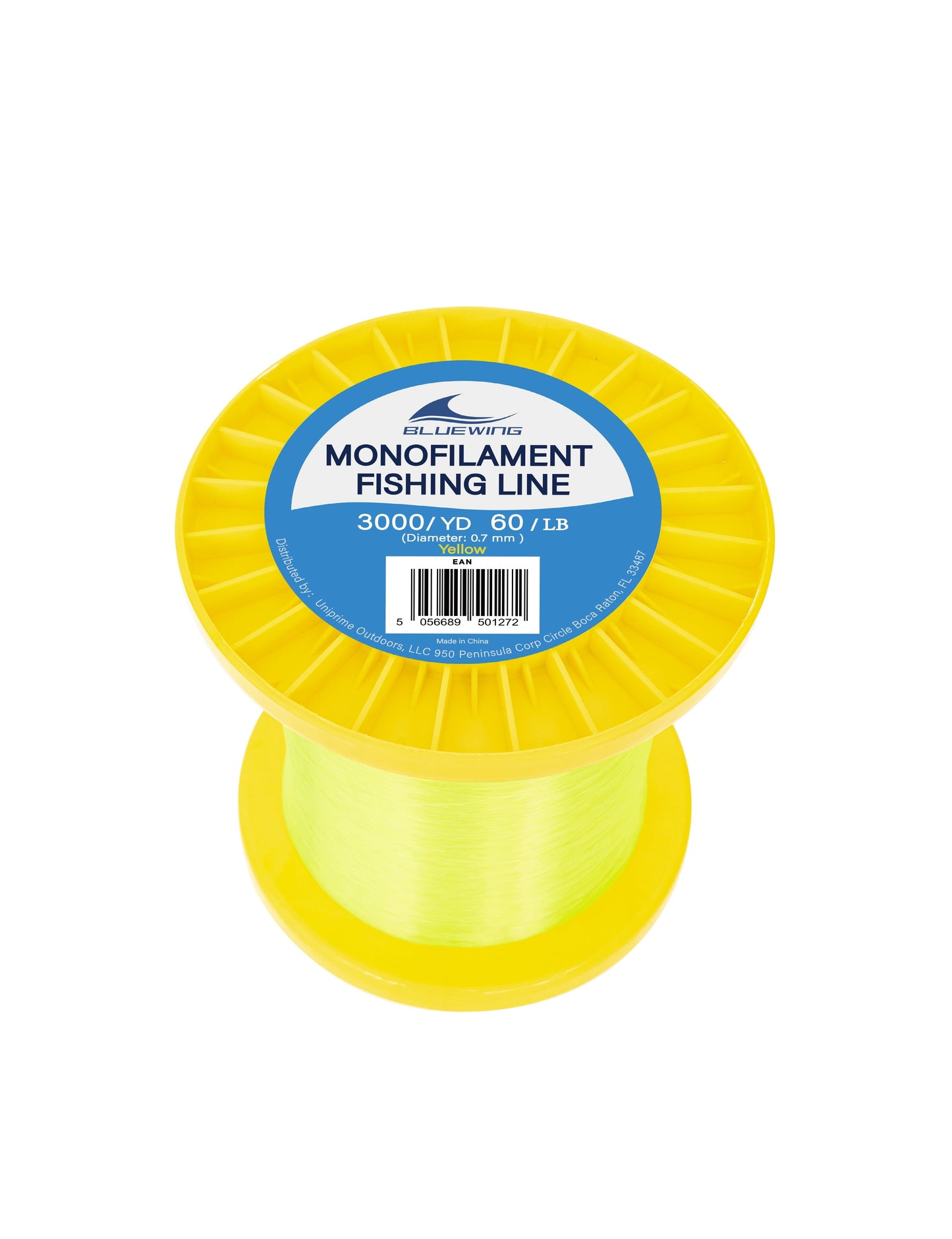 BLUEWING Monofilament Fishing Line 3000YD Invisible Thin Diameter Fishing String Mono Fishing Line, Dia.0.7mm*3000YD*60LB, Yellow