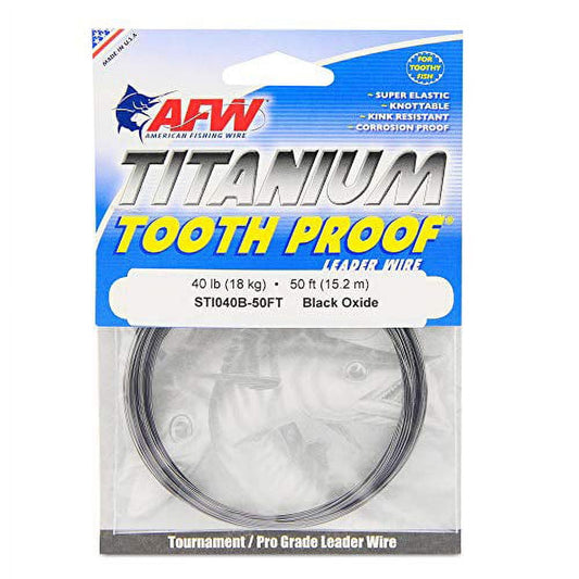 AFW STI040B-50FT Titanium ToothProof, Single Strand Leader Wire