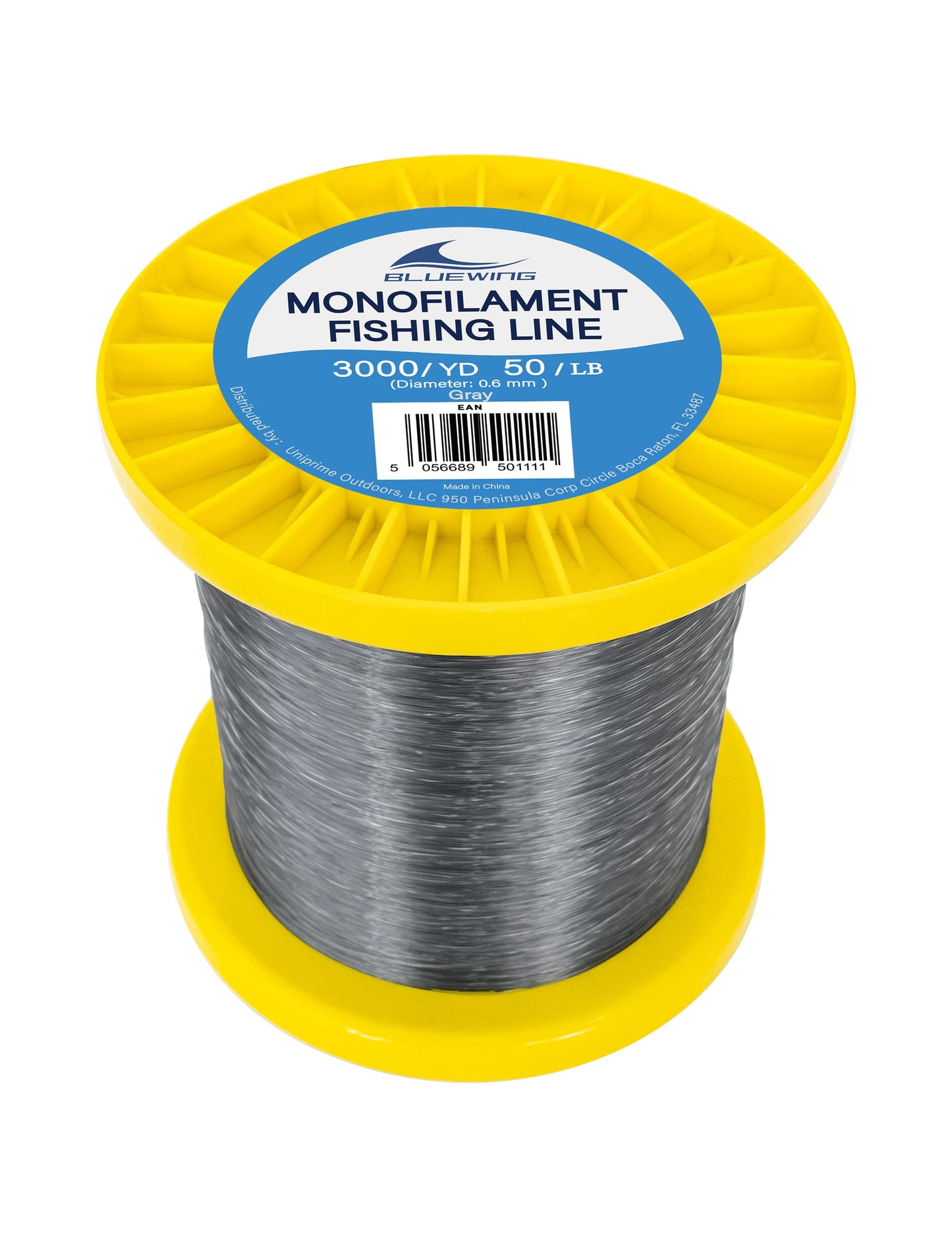 BLUEWING Monofilament Fishing Line 3000YD Invisible Thin Diameter Fishing String Mono Fishing Line, Dia.0.6mm*3000YD*50LB, Gray
