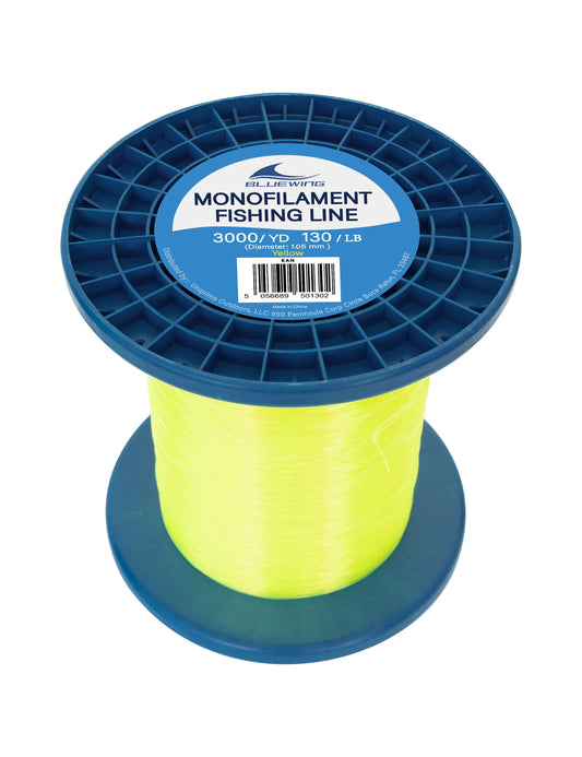 BLUEWING Monofilament Fishing Line 3000YD Invisible Thin Diameter Fishing String Mono Fishing Line, Dia.1.05mm*3000YD*130LB, Yellow