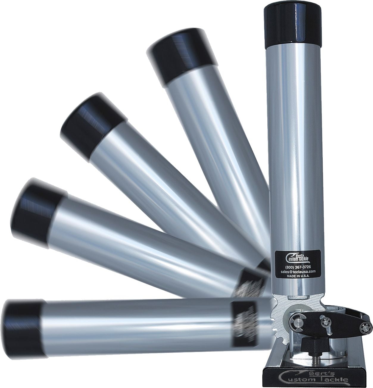 Bert's Custom Tackle Aluminum Fishing Rod Holder Buff Brite