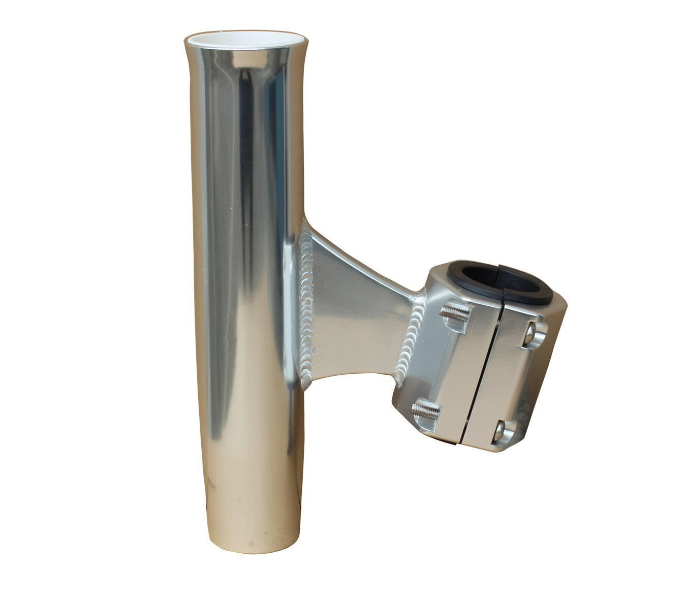 BroCraft Clamp-On Rod Holder - Silver Aluminum - Vertical Mount - Fits 1' to 2' O.D. Pipe