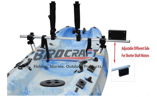 BroCraft Fishing Kayak Trolling Motor Mount Universal + Two Rocket Launching Rod Holder
