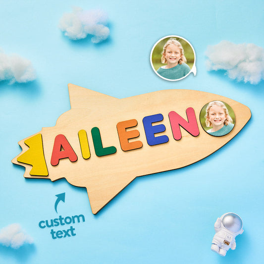 Custom Photo Engraved Puzzle Kids Toys Rocket Puzzle Gifts